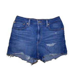 Levi’s Dark Wash High-Rise Jean Shorts